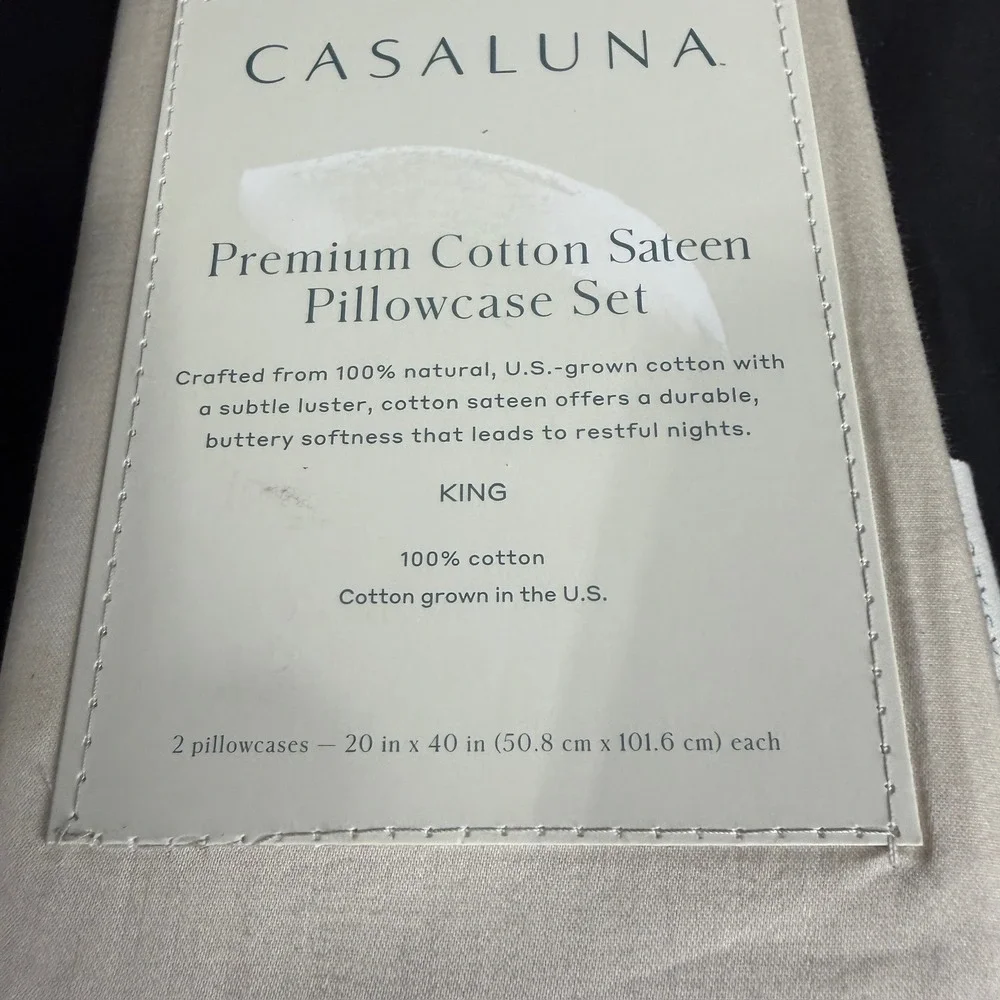 King 600 Thread Count Sateen Pillowcases Natural - Casaluna™